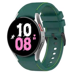 For Samsung Galaxy Watch 6 / 6 Classic Leather Black Buckle Silicone Watch Band, Size:L Size(Dark Green)