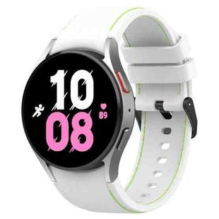 For Samsung Galaxy Watch 6 / 6 Classic Leather Black Buckle Silicone Watch Band, Size:L Size(White)