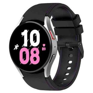For Samsung Galaxy Watch 6 / 6 Classic Leather Black Buckle Silicone Watch Band, Size:L Size(Black+Purple)