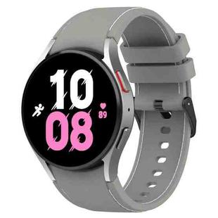 For Samsung Galaxy Watch 6 / 6 Classic Leather Black Buckle Silicone Watch Band, Size:L Size(Grey)
