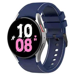 For Samsung Galaxy Watch 6 / 6 Classic Leather Black Buckle Silicone Watch Band, Size:L Size(Dark Blue)