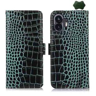 For Nothing Phone 2 Crocodile Top Layer Cowhide Leather Phone Case(Green)
