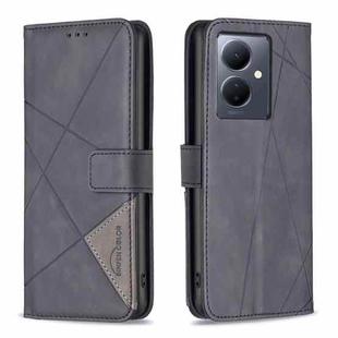 For vivo Y78 5G Magnetic Buckle Rhombus Texture Leather Phone Case(Black)