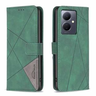 For vivo Y78 5G Magnetic Buckle Rhombus Texture Leather Phone Case(Green)