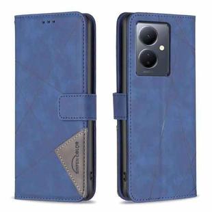 For vivo Y78 5G Magnetic Buckle Rhombus Texture Leather Phone Case(Blue)