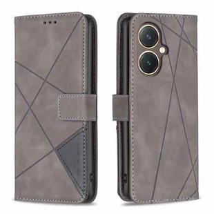 For vivo Y27 4G Magnetic Buckle Rhombus Texture Leather Phone Case(Grey)