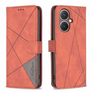 For vivo Y27 4G Magnetic Buckle Rhombus Texture Leather Phone Case(Brown)