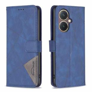 For vivo Y27 4G Magnetic Buckle Rhombus Texture Leather Phone Case(Blue)