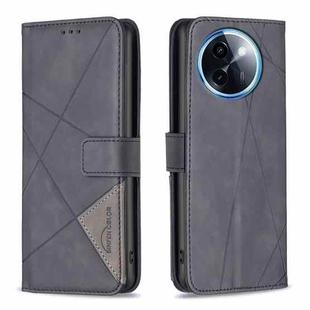 For vivo Y200i 5G / Y38 5G Magnetic Buckle Rhombus Texture Leather Phone Case(Black)