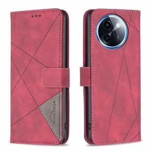 For vivo Y200i 5G / Y38 5G Magnetic Buckle Rhombus Texture Leather Phone Case(Red)
