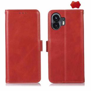 For Nothing Phone 2 Crazy Horse Top Layer Cowhide Leather Phone Case(Red)