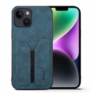 For iPhone 15 Plus Denior DV Elastic Card Slot PU Back Cover Phone Case(Blue)