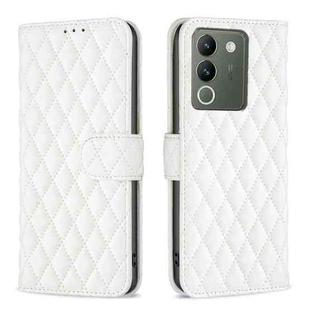 For vivo Y200 5G Diamond Lattice Wallet Flip Leather Phone Case(White)