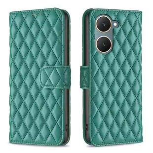 For vivo Y03 4G Global Diamond Lattice Wallet Flip Leather Phone Case(Green)