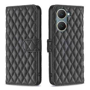 For vivo Y03 4G Global Diamond Lattice Wallet Flip Leather Phone Case(Black)