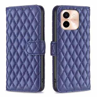 For vivo Y28 4G Diamond Lattice Wallet Flip Leather Phone Case(Blue)