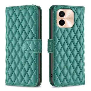 For vivo Y28 4G Diamond Lattice Wallet Flip Leather Phone Case(Green)