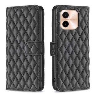 For vivo Y28 4G Diamond Lattice Wallet Flip Leather Phone Case(Black)