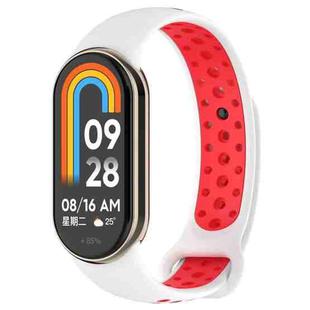 For Xiaomi Mi Band 8 Two Color Nail Buckle Silicone Watch Band(White Red)