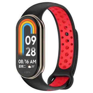For Xiaomi Mi Band 8 Two Color Nail Buckle Silicone Watch Band(Black Red)