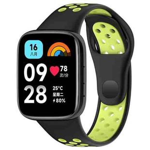 For Redmi Watch 3 Lite / Watch 3 Active Two Color Silicone Watch Band(Black Lime)