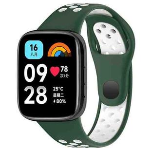 For Redmi Watch 3 Lite / Watch 3 Active Two Color Silicone Watch Band(Dark Green White)