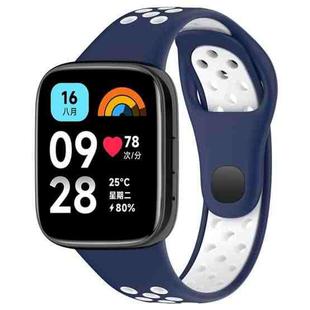 For Redmi Watch 3 Lite / Watch 3 Active Two Color Silicone Watch Band(Midnight Blue White)
