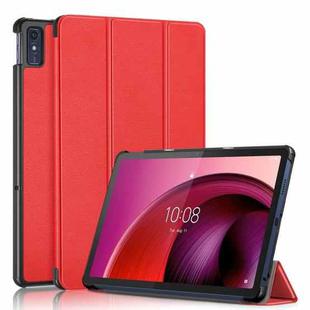 For Lenovo Tab M10 5G 10.6 3-folding Leather Smart Tablet Case(Red)