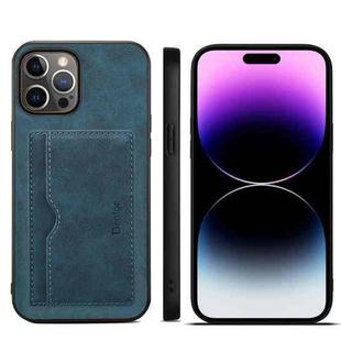 For iPhone 15 Pro Max Denior PU Single Card Slot Holder Phone Case(Blue)