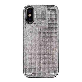 For iPhone XS / X Solid Color Diamond TPU Phone Case(Silver)