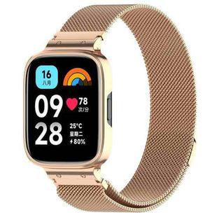 For Redmi Watch 3 Lite / Watch 3 Active 2 in 1 Milan Metal Watch Band with Watch Frame(Rose Gold)