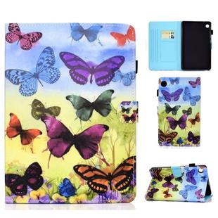 For Huawei MatePad T8 Sewing Thread Horizontal Painted Flat Leather Case with Pen Cover & Anti Skid Strip & Card Slot & Holder(Colorful Butterfly)