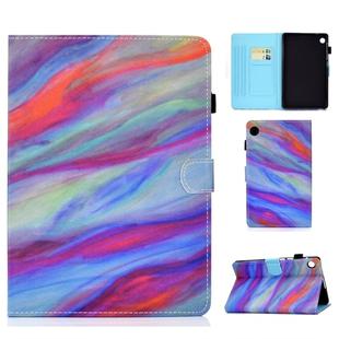 For Huawei MatePad T8 Sewing Thread Horizontal Painted Flat Leather Case with Pen Cover & Anti Skid Strip & Card Slot & Holder(Colorful Marble)