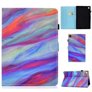 For Lenovo Tab M10 Plus TB-X606F Sewing Thread Horizontal Painted Flat Leather Case with Pen Cover & Anti Skid Strip & Card Slot & Holder & Wake-up / Sleep Function(Colorful Marble)