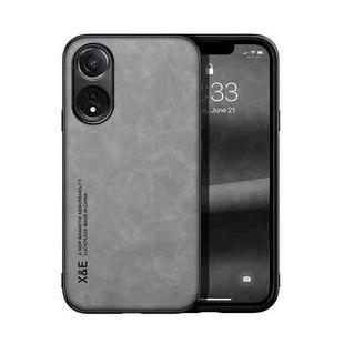 For OPPO A78 4G Skin Feel Magnetic Leather Back Phone Case(Light Grey)