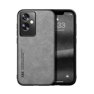 For OPPO A2 Skin Feel Magnetic Leather Back Phone Case(Light Grey)
