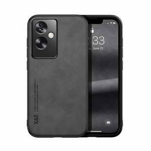 For OPPO A2 Skin Feel Magnetic Leather Back Phone Case(Dark Grey)