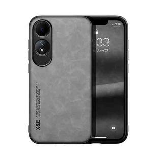 For OPPO A60 Skin Feel Magnetic Leather Back Phone Case(Light Grey)