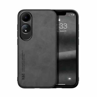 For OPPO A60 Skin Feel Magnetic Leather Back Phone Case(Dark Grey)