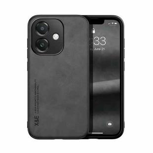 For OPPO A3x 5G India Skin Feel Magnetic Leather Back Phone Case(Dark Grey)