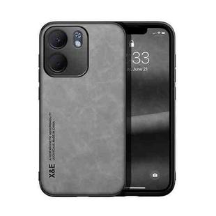 For OPPO A5x 5G Global Skin Feel Magnetic Leather Back Phone Case(Light Grey)