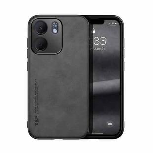 For OPPO A5x 5G Global Skin Feel Magnetic Leather Back Phone Case(Dark Grey)