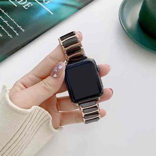 For Apple Watch Series 8&7 41mm / SE 2&6&SE&5&4 40mm / 3&2&1 38mm Ceramic Steel Watch Band (Black Gold)