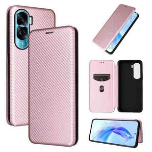 For Honor 90 Lite / X50i Carbon Fiber Texture Flip Leather Phone Case(Pink)