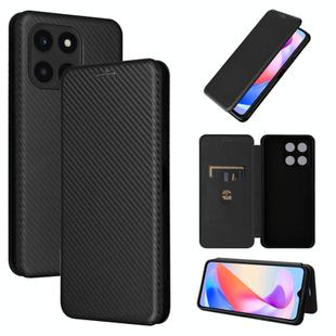 For Honor X6a 4G Carbon Fiber Texture Flip Leather Phone Case(Black)