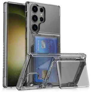 For Samsung Galaxy S23 Ultra 5G Crystal Clear Flip Card Slot Phone Case(Transparent Black)