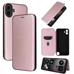 For Nothing CMF Phone 1 Carbon Fiber Texture Flip Leather Phone Case(Pink)