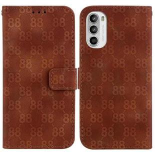 For Motorola Moto G52J JP Version Double 8-shaped Embossed Leather Phone Case(Brown)