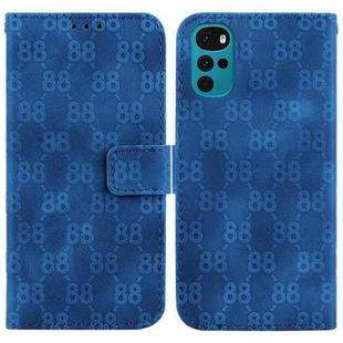 For Motorola Moto G22 Double 8-shaped Embossed Leather Phone Case(Blue)