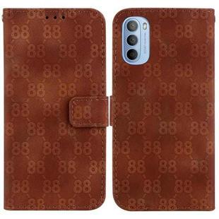 For Motorola Moto G51 Double 8-shaped Embossed Leather Phone Case(Brown)